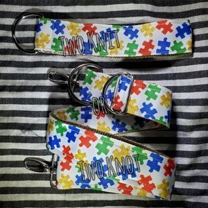 Hand Crafted Autism Crossbody Strap And Key Fob - Red, Blue, Green, Yellow - NWT